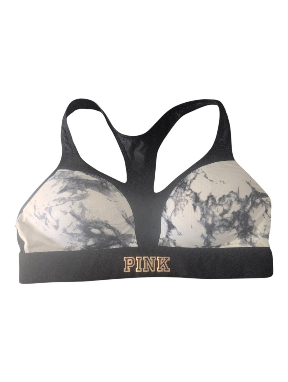 PINK/VICTORIAS SECRET ULTIMATE SPORTS BRA/GRAY + WHITE MARBLED Medium